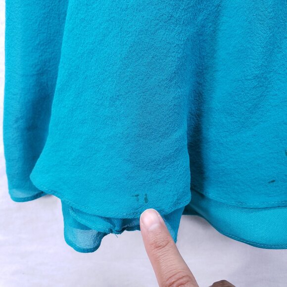 Aidan Mattox 100% Silk Strapless Formal Prom Gown Turquoise Maxi Dress Size 10 - Picture 8 of 16